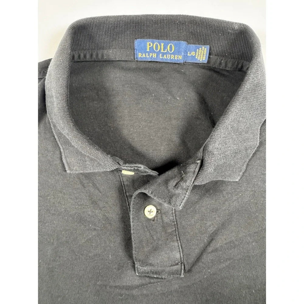 Polo Ralph Lauren Mens Polo Shirt Large Black White Pony Short Sleeve